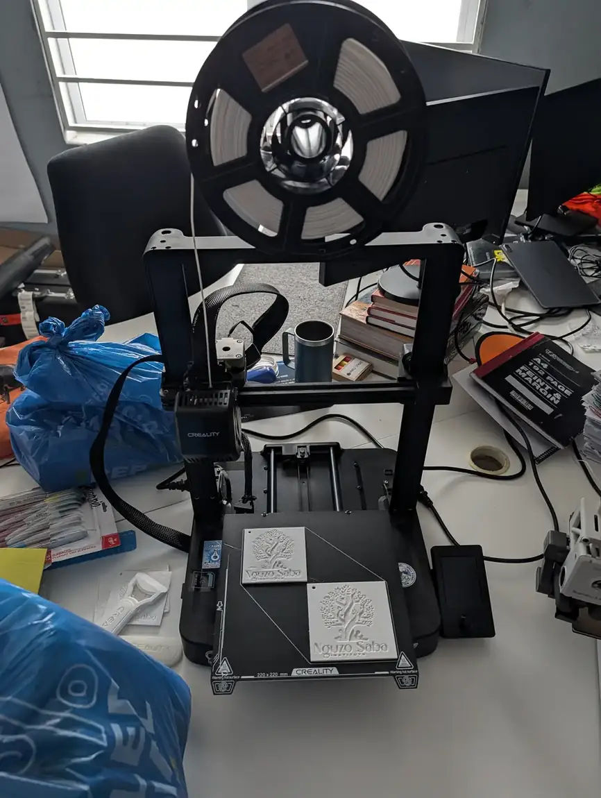Nguzo Saba crests being 3D printed in the school workshop